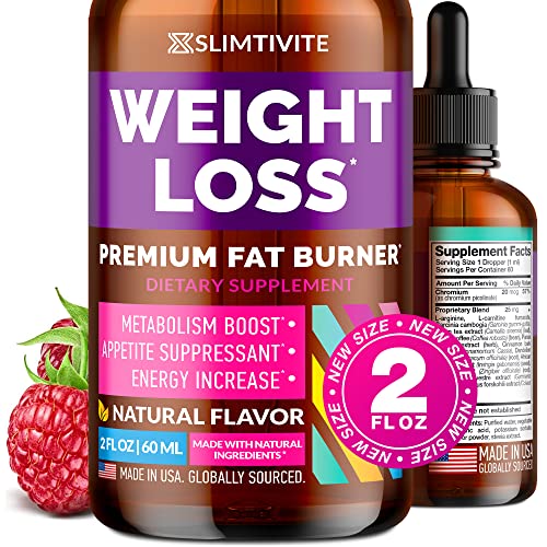 Slimtivite Weight Loss Drops - Diet Drops for Fat Loss - Effective Appetite Suppressant & Metabolism Booster - Safe & Proven Ingredients - Non-GMO Fat Burner - Garcinia Cambogia, 2 Fl Oz