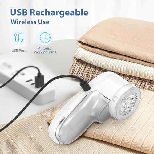 Fabric Shaver, Electric Lint Remover, Lint Shaver with 3 Replaceable Blades USB Rechargeable, Sweater Shaver, Clothes Shaver, Pilling Remover, Fabric Shaver Fuzz Remover for Clothes Furniture