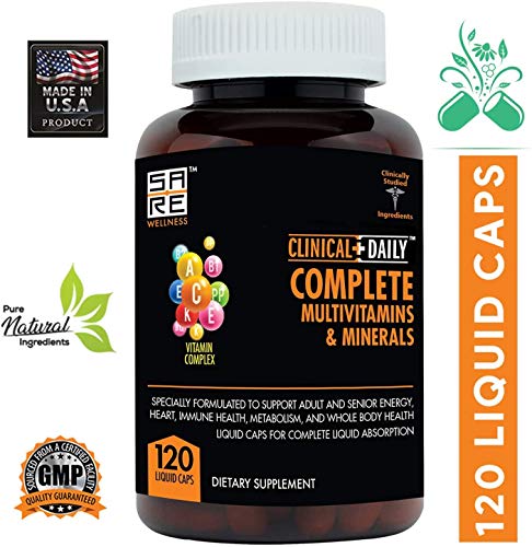 Clinical Daily Complete Whole Food Multivitamin Supplement for Women & Men - Complete Liquid Vitamin Absorption! 42 Superfood Fruits Vegetables - Young Adult to Senior - 120 Liquid Capsules