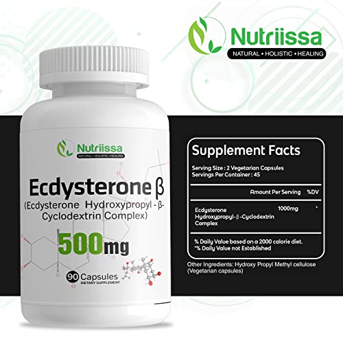 Nutriissa Ecdysterone - Natural Anabolic Dietary Supplement – Clinically Tested Muscle Accelerator Blend w/ 1000mg of Ecdysterone - Promotes Strength, Endurance + Muscle Growth - 90 Veg Caps