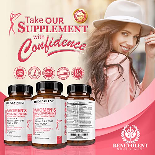 Multivitamin for Women - Supplement for Energy, Immunity, & Female Support - Daily Vitamins for Women with Biotin, Calcium, Magnesium - Non-GMO, Vegetarian Women’s Multivitamin - 120 Caps