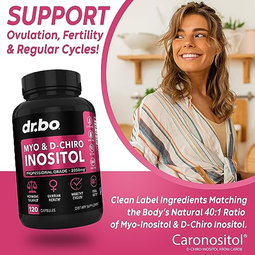 Myo-Inositol & D-Chiro Inositol & Berberine Supplement Capsules - Support Hormone Balance, Fertility, Regulate Menstrual Cycle, Ovarian Health & PCOS - 1200mg Berberine Pills for Healthy Metabolism