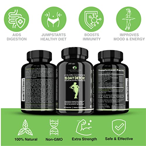 Colon Cleanser Detox. Premium 15 Day Fast-Acting Detox Cleanse Diet Pills, Probiotic, Fiber, Natural Laxatives for Constipation Relief, Bloating. Colon Cleanse Boosts Energy, Focus, Gut Health (1)