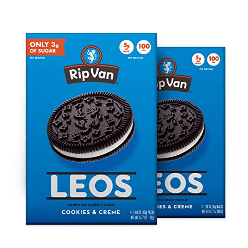 Rip Van LEOs - Cookies and Cream Sandwich Cookies - Keto Snack Cookies - Low Sugar & Low Carb Snack - Vegan Cookies - 32 Keto Cookies (2 Packs of 6.77oz)