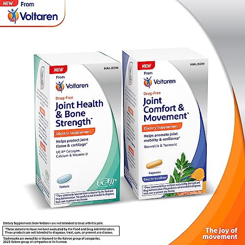 VOLTAREN Joint Health and Bone Strength Dietary Supplement from, with UC-II (R) Collagen, Calcium, and Vitamin D for Healthy Aging of Joint Tissue and Cartilage – 30 Count Bottle