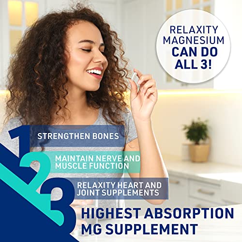 Relaxity Mg Magnesium Supplement, Non-GMO Joint Support Supplement with Magnesium Glycinate, Magnesium Pills for Heart, Nerve, Muscle, and Joint Support, 120 Vegetarian Capsules - Liver Medic