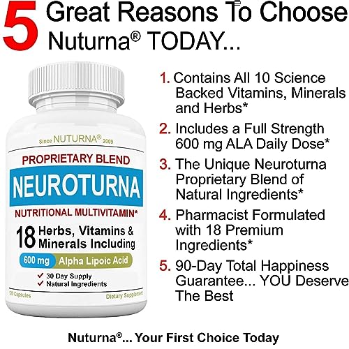 Neuropathy Support Supplement with 600 mg Pure Alpha Lipoic Acid - Nerve Support Formula for Feet, Hands, Fingers, Legs Toe - Maximum Strength Natural Nerve Supplement Vitamins - 120 Pills