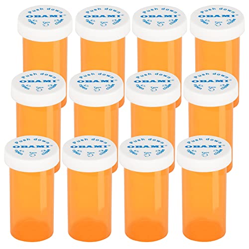 Plastic Medicine Pill Bottles with Child Resistant Caps - Push Down and Turn - Prescription Vial, Medicine Container, Pill Cases Dispenser Organizers (12pcs, 30 Dram)