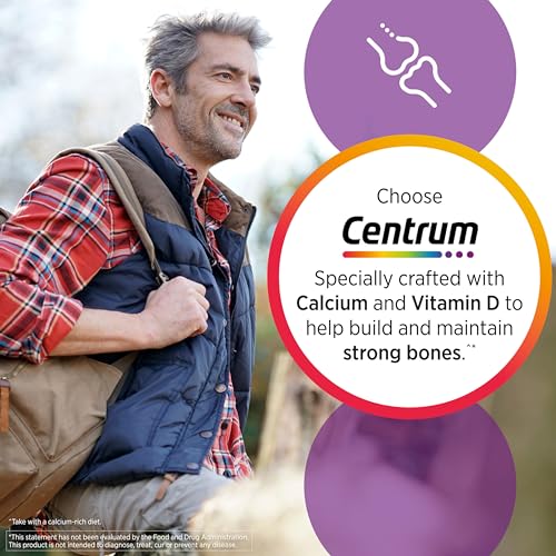 Centrum Silver Multivitamin for Men 50 Plus, Multimineral Supplement, Vitamin D3, B-Vitamins and Zinc, Gluten Free, Non-GMO Ingredients, Supports Memory and Cognition in Older Adults - 200 Ct