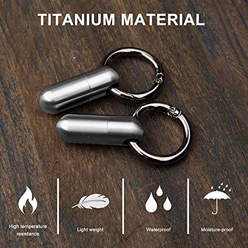 Autuveen Keychain Pill Holder,Titanium Small Pill Case Portable Travel Pill Box for Purse Wallet Pocket,Waterproof Daily Pill Container Organizer Fob for Outdoor Camping