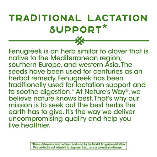 Nature's Way Fenugreek Seed, Traditional Lactation/Breastfeeding Support*, 1,130 mg, 180 Vegan Capsules