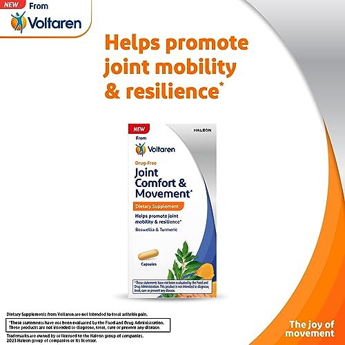 VOLTAREN Joint Comfort and Movement Dietary Supplement from, with Boswellia and Turmeric for Joint Support, Movement and Flexibility – 30 Count Bottle