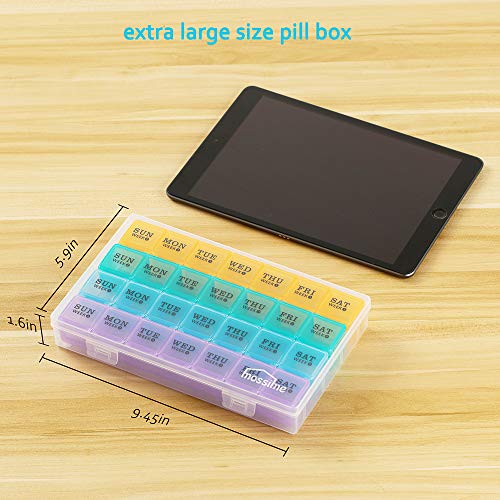 XL Large Monthly Pill Organizer 4 Weeks, 28 Day Pill Organizer Weekly, Big Compartment with Travel Case, 7 Day Pill Dispenser 4 Times a Day, Medicine Organizer Box for Vitamin, Fish Oil