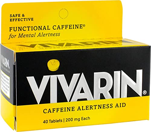 Vivarin Caffeine Alertness Aid, 200mg Tablets, 40 Count, Functional Caffeine for Mental Alertness, Same Caffeine as a Cup of Coffee - Twin Pack