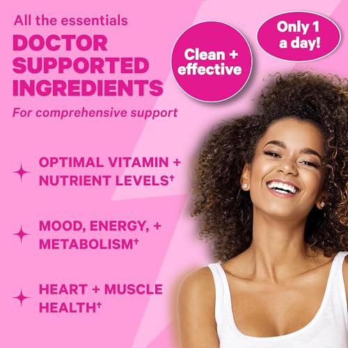 Pink Stork Women's Multivitamin - 19 Vitamins & Nutrients for Hair, Skin, & Nails, Bone Health, Energy, Immune Support - Iron, Zinc, B6, B12 & More - 30 Capsules (Packaging May Vary)