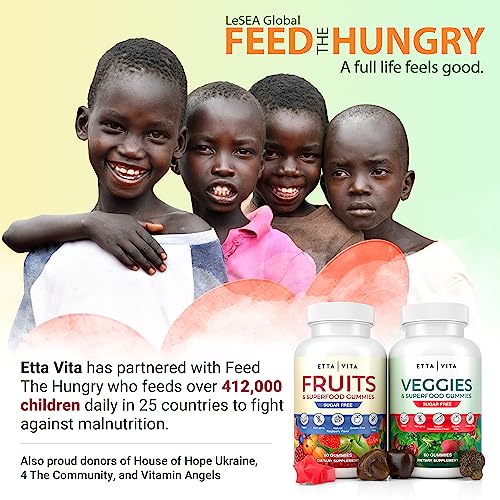 Sugar-Free Fruits and Veggies Gummies - Superfood Fruit and Vegetable Supplement (120 Chews), 16 Superfruits & 8-Blend Veggies, Fruit & Herbs, Fruit and Vegetable Vitamins, Pectin-Based, Gluten-Free