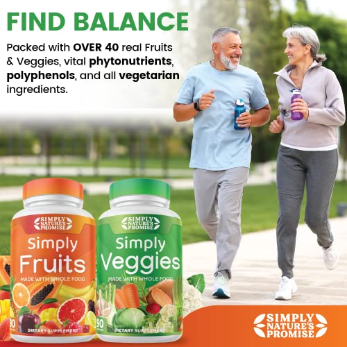 Simply Nature's Promise - Packed with Over 40 Different Fruits & Vegetables - Made with Whole Food Superfoods - Bilberry Extract – 100% Soy Free - 90 Count (Pack of 2)