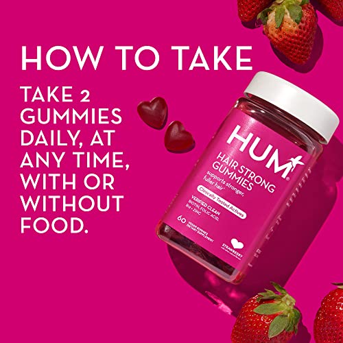 HUM Hair Strong - Daily Gummies with Biotin to Improve Hair Growth - Fo Ti, Folic Acid, Zinc, Vitamin B12 & PABA to Support Healthy Hair, Skin and Nails for Women and Men (30-Day Supply)