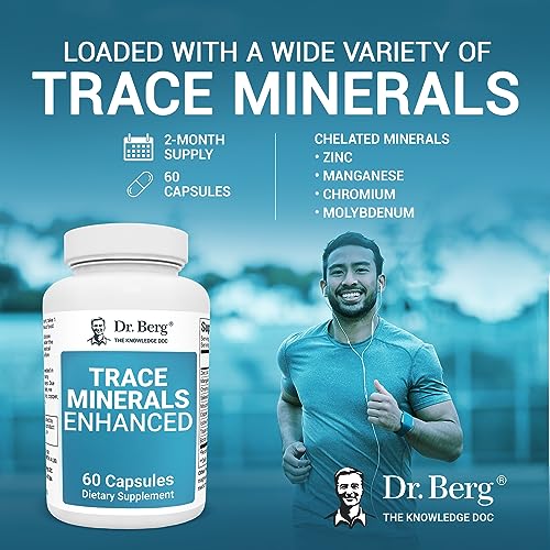 Dr. Berg Trace Minerals Enhanced Complex - Complete with 70+ Nutrient-Dense Health Minerals - Made w/Natural Ingredients - Dietary Supplements - 60 Capsules