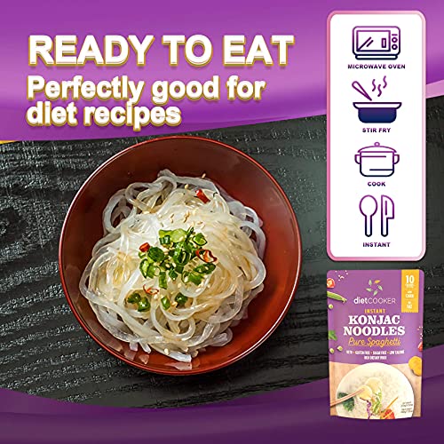 (Pack of 6) DIET COOKER Premium Konjac Noodles, Shirataki Noodle, Keto & Vegan Friendly, Odor Free, Low Calorie Pasta, Zero Net Carbs, Healthy Diet Food 9.52 Ounce (Spaghetti)