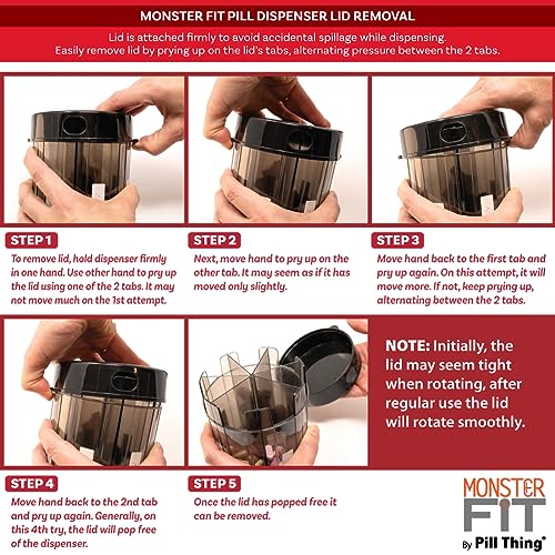 Monster Supplement Medicine Pill Organizer Dispenser, 7 Compartments and Labels, EZ Open Bottle, Extra Large Holder Fits a Month Plus of Almost Any Vitamin or Medication, Includes Premium Medisafe App