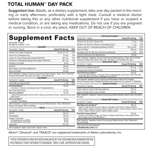 ONNIT Total Human Day and Night Vitamin Packs for Men and Women,Capsule, 30-Day Supply - Adult Multivitamin