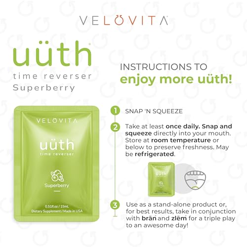 VELOVITA uüth® Time Reverser Superberry Flavor Premium Gelée Containing Collagen and Powerful Ingredients - Non GMO, Gluten Free, Keto-Friendly and Dairy Free- (25 Servings)