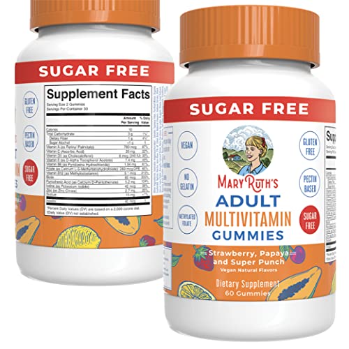 MaryRuth Organics Multivitamin for Women and Men | Sugar Free | Adult Multimineral Gummy with Vitamin C | D and E | B Vitamins | Biotin | Zinc | Vegan | Non-GMO | Gluten Free | 60 Count