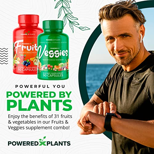 POWERED X PLANTS Fruits & Veggies Capsules - Natural Superfood Packed with Vitamins & Minerals - Fruit & Vegetable Supplements for Adults Pack of 6, 90 Capsules Each