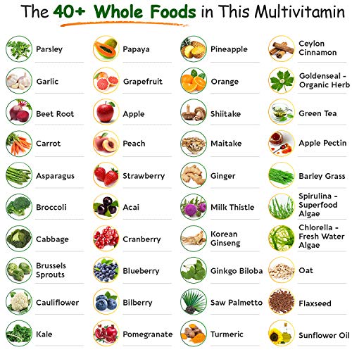 Whole Food Multivitamin for Men - Natural Multi Vitamins, Minerals, Organic Extracts - Vegan Vegetarian - 120 Tablets