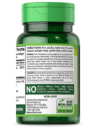 Vitamin A 10000 IU (3000 mcg) | 100 Softgel Capsules | Non-GMO, Gluten Free Supplement | by Nature's Truth