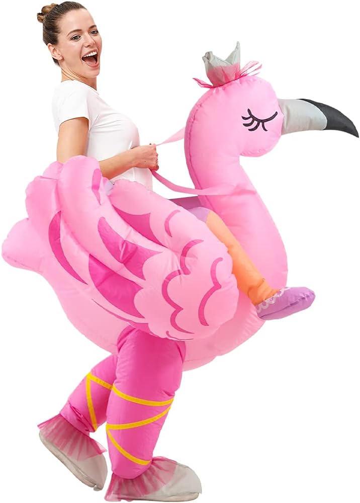 KOOY Inflatable Flamingo Costume,Inflatable Costume For Adult Funny,Halloween Blow Up Costume,Christmas Costume