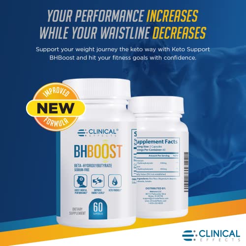 Clinical Effects Keto Support BHBoost - Supplement for Keto Weight Support - Helps Restore Electrolytes and Energy Levels - Sodium-Free - 60 ct