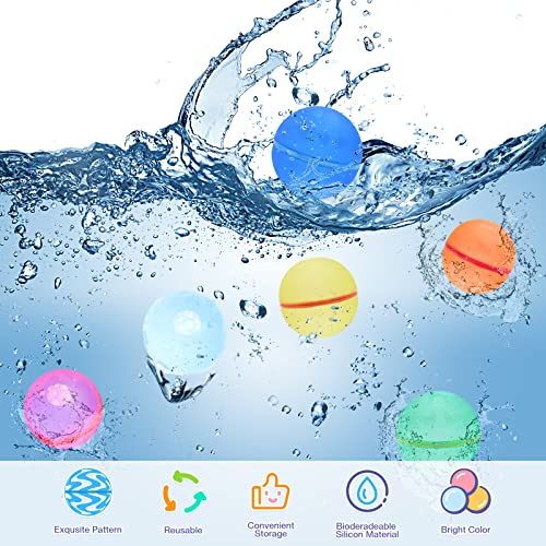 SOPPYCID Reusable Water Bomb balloons, Summer Toy Water Toy for Boys and Girls, Pool Beach Toys for Kids ages 3-12, Outdoor Activities Water Games Toys Self Sealing Water Splash Ball for Fun(6Pack)