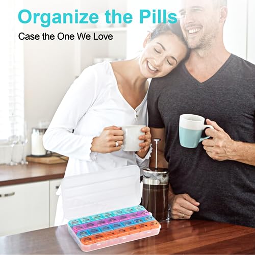 Monthly Pill Organizer 1 Times a Day,Daviky 4 Weekly Pill Organizer,Monthly Pill Box 1 Times a Day Organizer,28 Day Portable Pill Case Organizer,Medicine Organizer for Vitamins and Medication（Rainbow）