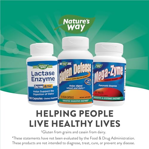 Nature's Way Gluten Defense Digestive Enzymes, Dairy and Wheat Digestive Support* Supplement, 120 Vegan Capsules