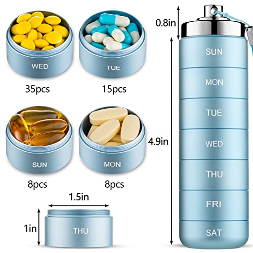 Mossime Metal Pill Organizer Weekly, Stackable Waterproof Travel Pill Box, Large Aluminum Alloy Pill Case Container, BPA Free 7 Day Daily Medicine Organizer for Vitamin, Fish Oil, Supplement