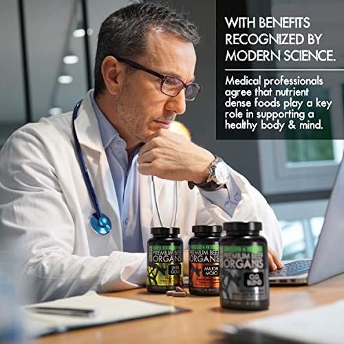 Paleo Pro Liver Gold Premium Beef Organs Capsules, Premium Beef Liver from Grass Fed & Pastured Cows in New Zealand, Dietary Supplement, No Added Hormones or Antibiotics, 180 Capsules