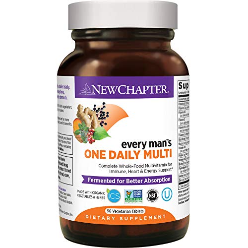 New Chapter Men's Multivitamin for Immune, Stress, Heart + Energy Support with 20 Fermented Nutrients - Every Man's One Daily, Gentle on The Stomach - 96 ct