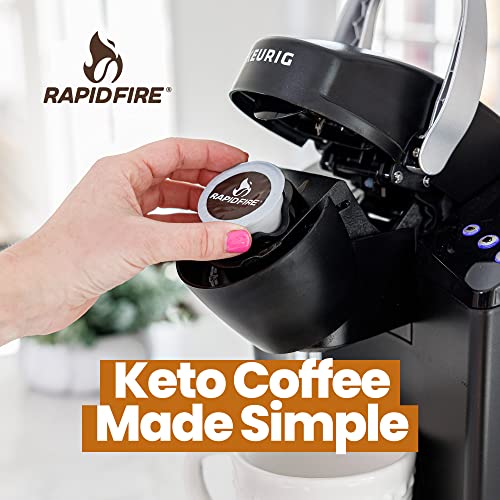 Rapidfire Caramel Macchiato Ketogenic High Performance Keto Coffee Pods, Supports Energy & Metabolism, Weight Loss Diet, Single Serve K Cup, Brown, 16 Count (Packaging May Vary)