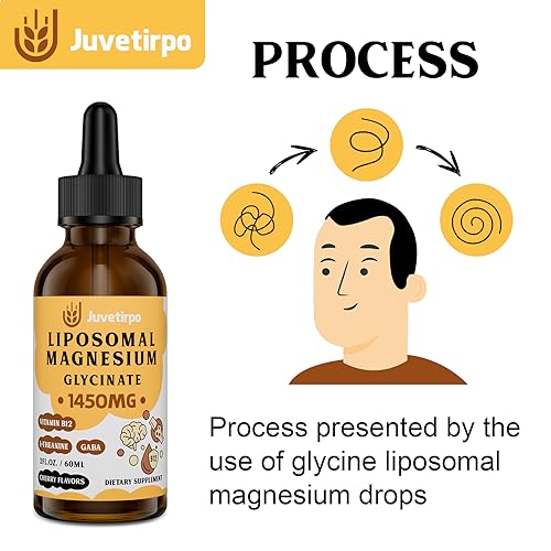 Magnesium Glycinate Liquid Drops - Liposomal Chelate with Cherry Flavor for Easy Absorption, Promotes Sleep, Mood, Intestinal & Bone Health, Reduces Stress - 60ML (2.04 Fl Oz (Pack of 1))