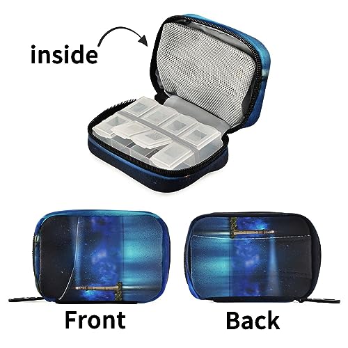 Kigai Lighthouse Pill Case, Portable Weekly Daily Pill Case Bag Organizer with Zipper for Vitamins Medicine Supplements Travel Family Business