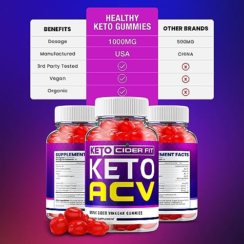 Keto Cider Fit ACV Gummies - Official - Keto CiderFit ACV Advanced Formula Shark Plus Tank Apple Cider Vinegar Dietary Supplement B12 Beet Root Juice Men Women (60 Gummies)