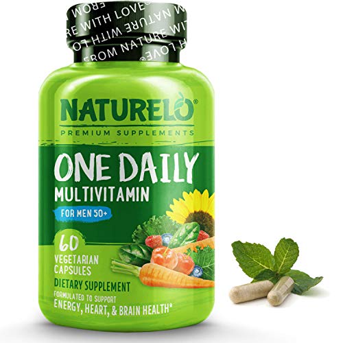 NATURELO One Daily Multivitamin for Men 50+ - with Vitamins & Minerals + Organic Whole Foods - Supplement to Boost Energy, General Health - Non-GMO - 60 Capsules - 2 Month Supply