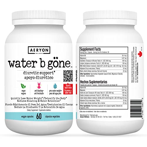 Water B Gone – Diuretic Pills for Women – Reduce Water Retention and Bloating – Find PMS Relief – 60 Vegan Capsules - 20 Day Supply