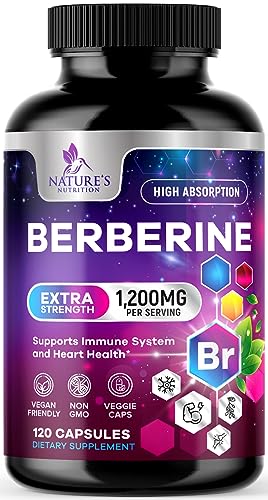 Berberine Supplement 1200mg per Serving - 2 Months Supply - High Absorption Heart Health Support & Immune Support - Berberine Plus - Berberine HCl Supplement Pills, Gluten-Free - 120 Veggie Capsules