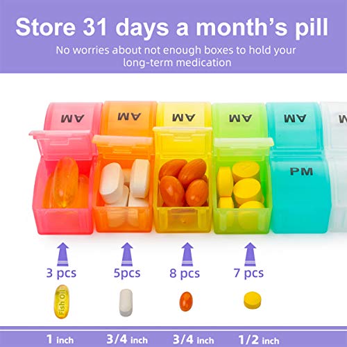 Monthly Pill Organizer 2 Times a Day, one Month Pill Box AM PM, 30 Day Pill Case Small Compartments to Hold Vitamin and Travel Medicine Organizer, 31 Day Pill Organizer, 4 Week Pill Cases