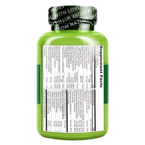 NATURELO One Daily Multivitamin for Men - with Vitamins & Minerals + Organic Whole Foods - Supplement to Boost Energy, General Health - Non-GMO - 60 Capsules - 2 Month Supply