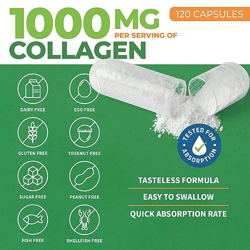 ForestLeaf Multi Collagen Pills with Hyaluronic Acid + Vitamin C | Hydrolyzed Collagen Supplements for Women or Men | Multi Collagen Capsules Peptides for Skin, Wrinkles, Weight Management, 120 Caps