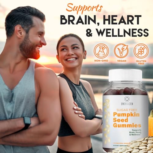 Pumpkin Seed Gummies - Natural Orange Flavor, Sugar-Free, Vegan, Non-GMO - 120 Gummies for Hair Growth, Bladder & Urinary Tract Support, and Young Skin - Gluten-Free Dietary Supplement 4,000mg